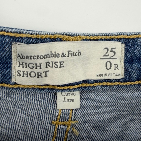 Abercrombie & Fitch Shorts Women 25 Medium Wash High Rise Curve Love Button Fly - Picture 7 of 8